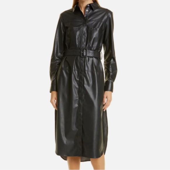 Ted Baker Dresses & Skirts - TED BAKER BARKIRR FAUX LEATHER SOFT LONG SLEEVE SHIRTDRESS  SZ US 8/10 OR TED 3